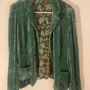 Elie Tahari Green Crushed Velvet Blazer